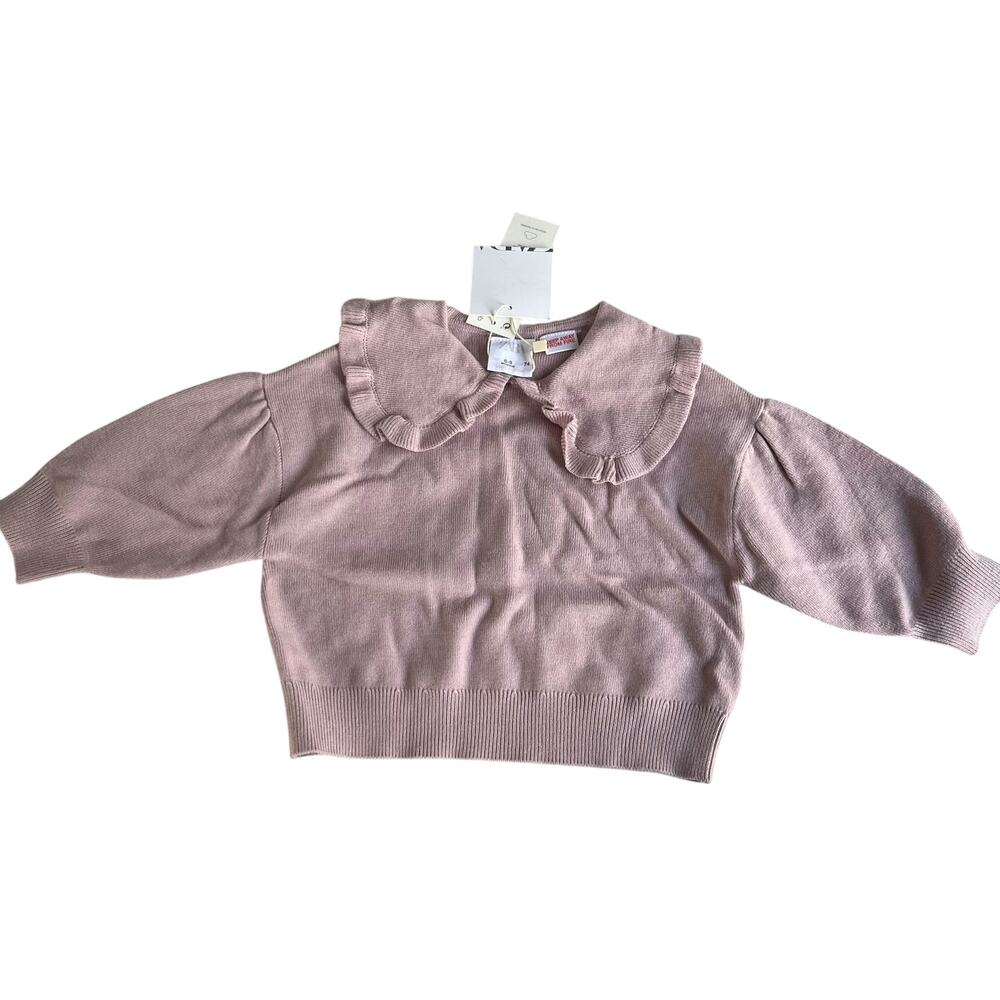 Zara Girls Pink Ruffle Collar Sweater size 6-9 months NWT